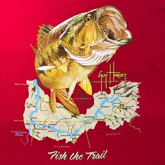 Guy Harvey Men’s XL Red Cotton Graphic Fish T‑Shirt Preshrunk Casual Tee - Picture 5 of 5